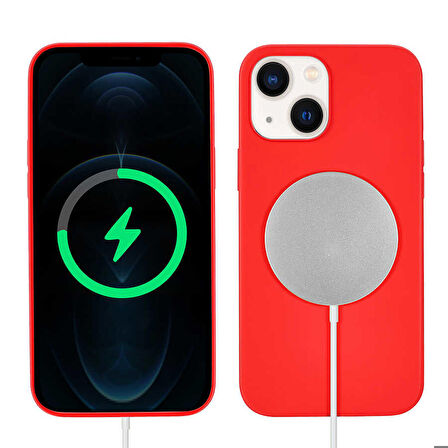 iPhone 13 Uyumlu Zore Silksafe Wireless Kapak-Kırmızı