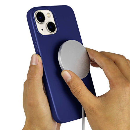 iPhone 13 Uyumlu Zore Silksafe Wireless Kılıf-Mavi