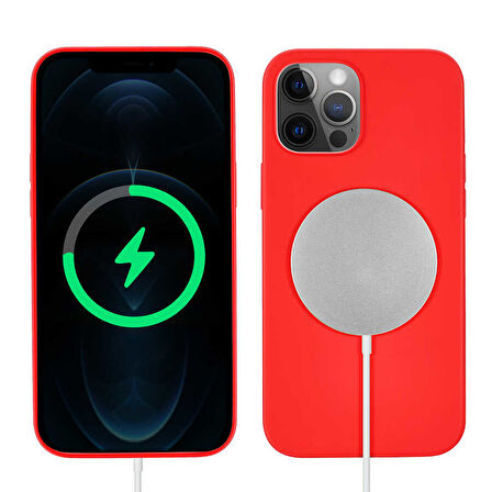 iPhone 13 Pro Uyumlu Zore Silksafe Wireless Kılıf-Kırmızı