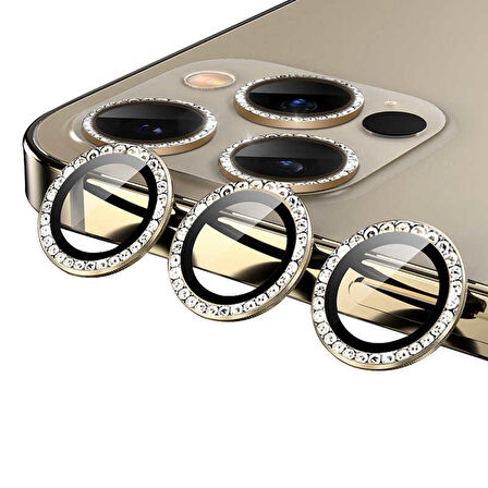 iPhone 12 Pro Uyumlu Zore CL-06 Kamera Koruyucu-Gold