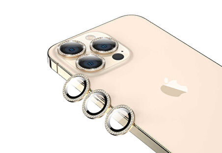 iPhone 13 Pro Uyumlu Zore CL-06 Kamera Koruyucu-Gold