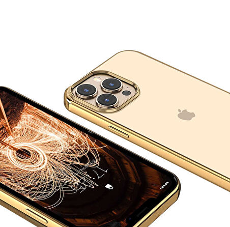 iPhone 13 Pro Max Uyumlu Zore Pixel Kılıf-Gold