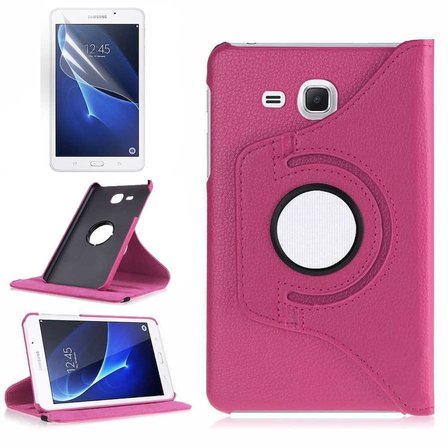 Galaxy Tab 4 T280  Uyumlu ​OMSY Dönebilen Standlı Kılıf-Pembe Koyu