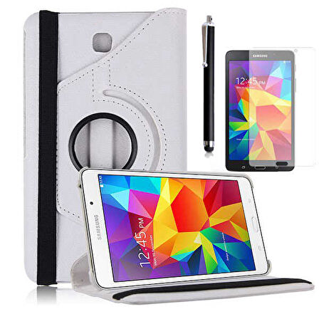 Galaxy Tab 4 7.0 T230  Uyumlu ​ALT Dönebilen Standlı Kılıf-Beyaz