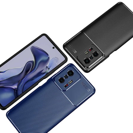 Xiaomi Mi 11T Pro 5G Kılıf Karbon Görünümlü Silikon Kamera Korumalı Üstün Koruma Mobilteam
