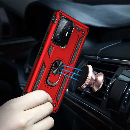 Xiaomi Mi 11T 5G Kılıf Zore Vega Kapak-Kırmızı