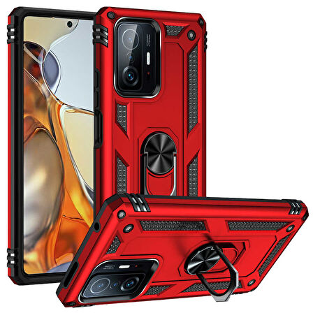Xiaomi Mi 11T 5G Kılıf Vega Tank Sert Yüzüklü Standlı Zırh Koruma Kapak