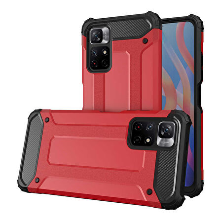 Xiaomi Redmi Note 11S Global Kılıf Zore Crash Silikon Kapak-Kırmızı