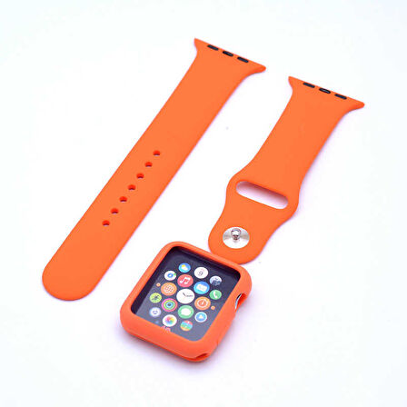 Watch 42mm Uyumlu 3 in 1 Klasik Zore Kordon-Turuncu