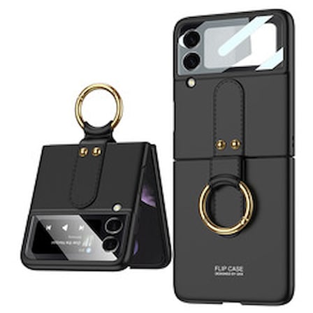 Lexroo Galaxy Z Flip 3 Ring Kıpta Sert PC İnce Kılıf - Siyah