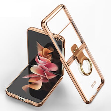 Lexroo Galaxy Z Flip 3 Yüzüklü Kıpta İnce Kılıf - Gold