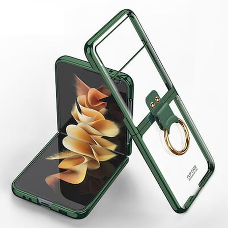 Lexroo Galaxy Z Flip 3 Yüzüklü Kıpta İnce Kılıf - Gold