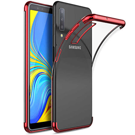 Samsung Galaxy A7 2018 Glitter Silikon Kılıf - Kırmızı