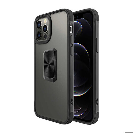 iPhone 12 Pro Max Uyumlu Zore V-Bax Kapak-Siyah