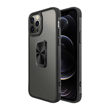 iPhone 12 Pro Max Uyumlu Zore V-Bax Kılıf-Siyah
