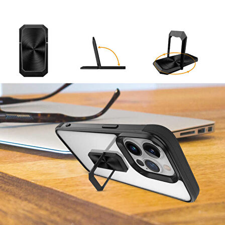 iPhone 13 Pro Uyumlu Zore V-Bax Kapak-Siyah