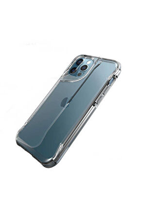 Apple iPhone 12 Pro Max Kılıf Eğimli Kamera Dizayn Sert Şeffaf Silikon