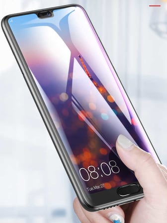 Huawei P20 Pro MKST Kenarları Kırılmaya Dayanıklı Cam Ekran Koruyucu - Siyah