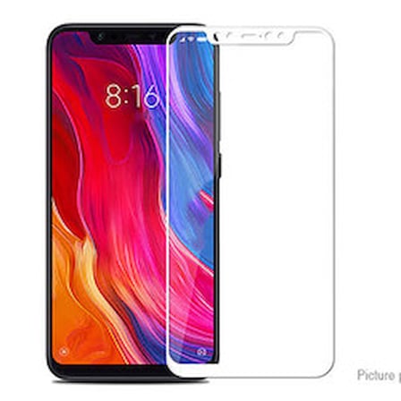 Lexroo Xiaomi Mi 8 Kenarları Kırılmaya Dayanıklı Cam Ekran Koruyucu - Beyaz