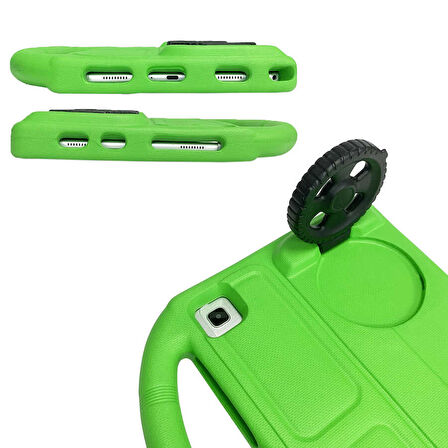 Galaxy Tab A7 10.4 T500 2020 ​ZYL Wheel Car Tekerlek Standlı Tablet Eva Silikon Kılıf - Pembe Koyu