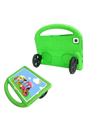 Galaxy Tab A7 10.4 T500 2020 Wheel Car Tekerlek Standlı Tablet Eva Silikon Kılıf-kırmızı