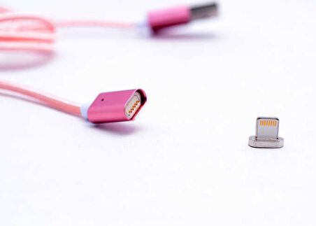 Rose Gold Metal Manyetic Uçlu Lightning Usb Kablo-Zore