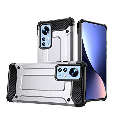 Xiaomi Mi 12 Kılıf Zore Crash Silikon Kapak-Gri