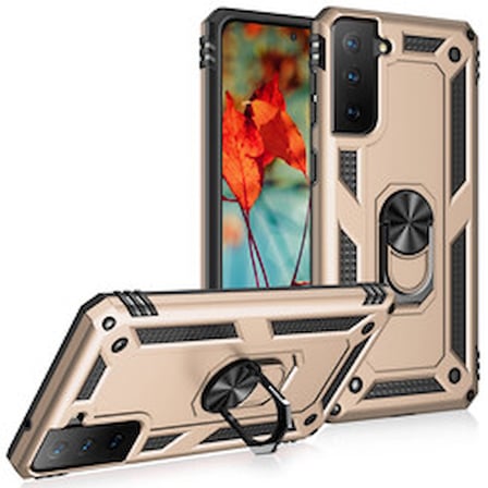 Lexroo Galaxy S21 FE Vega TPU Silikon Sert PC İnce Kılıf - Gold