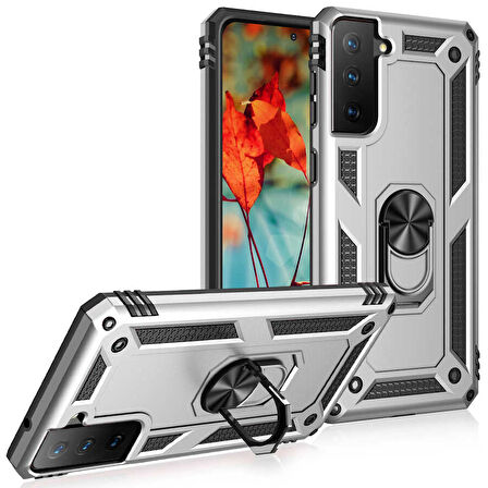 Samsung Galaxy S21 FE Kılıf Vega Tank Sert Yüzüklü Standlı Zırh Koruma Kapak