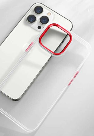 Apple iPhone 13 Pro Kılıf Ensueno Krom Kapak-Pembe Açık
