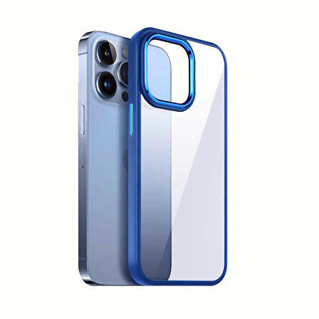 Apple iPhone 13 Pro Kılıf Ensueno Krom Kapak-Pembe Açık
