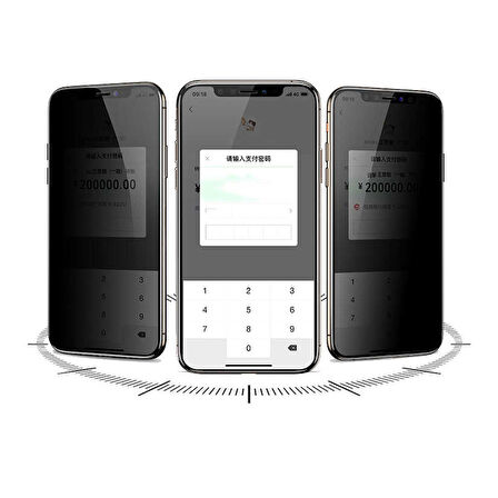 iPhone 12 Uyumlu Davin 5D Privacy Cam Zore Ekran Koruyucu