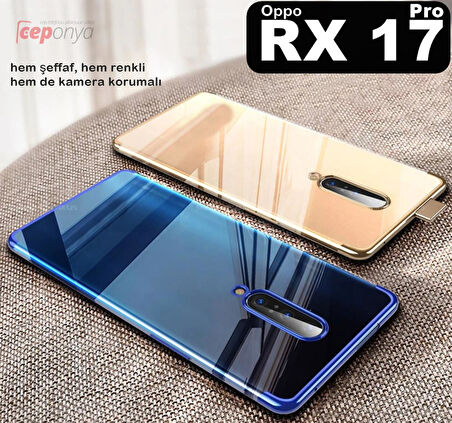 Oppo RX17 Pro Köşeleri Renkli Şeffaf Kamera Korumalı Kılıf