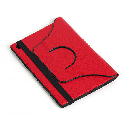 Galaxy Tab A8 10.5 SM-X200 (2021)  Uyumlu ​OMSY Fest Dönebilen Standlı Kılıf-Kırmızı