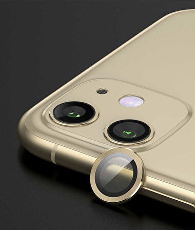 iPhone 11 Uyumlu Zore CL-07 Kamera Koruyucu-Gold