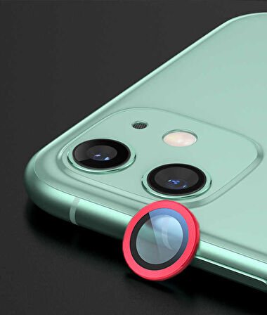 iPhone 12 Mini Uyumlu Zore CL-07 Kamera Koruyucu-Kırmızı