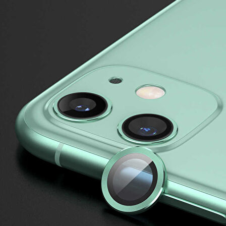 iPhone 11 Uyumlu Ensueno CL-07 Kamera Lens Koruyucu-Açık Yeşil