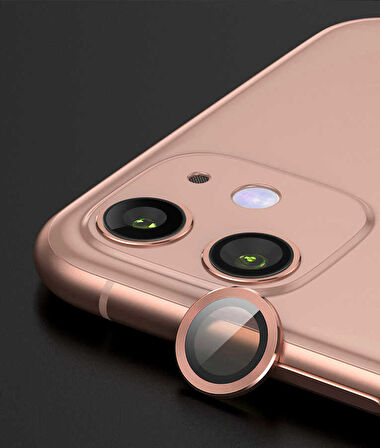 iPhone 11 Uyumlu Ensueno CL-07 Kamera Lens Koruyucu-Rose Gold