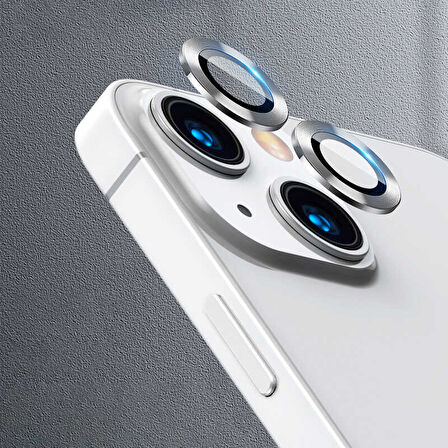 iPhone 13 Uyumlu Ensueno CL-07 Kamera Lens Koruyucu-Gümüş