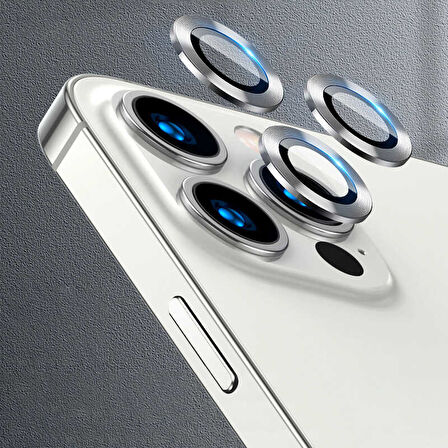 iPhone 13 Pro Max Uyumlu Ensueno CL-07 Kamera Lens Koruyucu-Gümüş