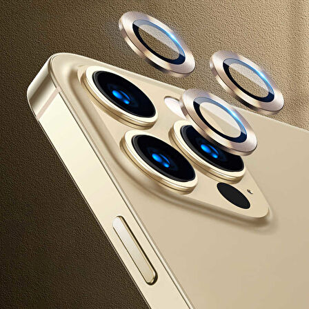 iPhone 13 Pro Uyumlu Ensueno CL-07 Kamera Lens Koruyucu-Gold