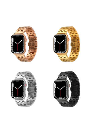 Apple Watch 7 45mm Uyumlu Krd-20 Metal Kordon-siyah