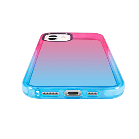 iPhone 12 Uyumlu Zore Renkli Punto Kılıf-Pembe-Mavi