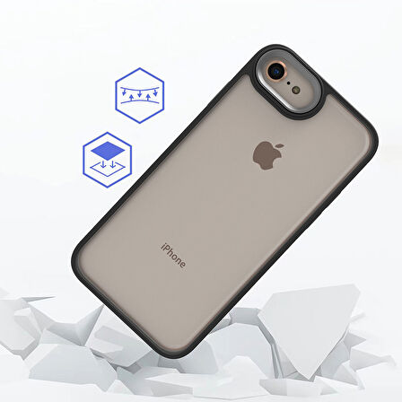 iPhone SE 2022 Uyumlu Zore Flora Kılıf-Siyah