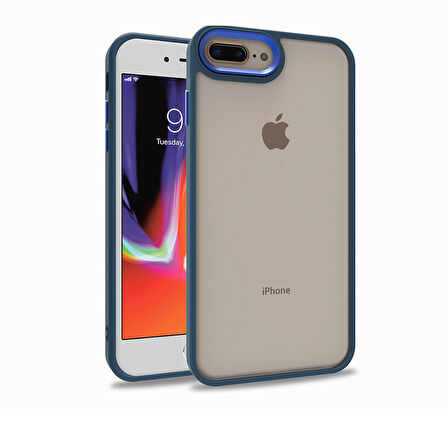 Apple iPhone 7 Plus Kılıf Zore Flora Kapak-Mavi