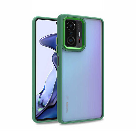Xiaomi Mi 11T Pro 5G Kılıf Zore Flora Kapak-Yeşil