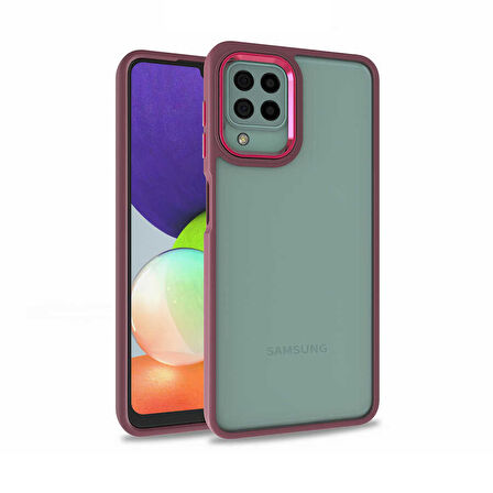 Samsung Galaxy A12 Kılıf Kamera Çıkıntılı Arkası Şeffaf Köşeleri Parlak Renkli Işlemeli Flora Kapak