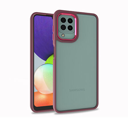 Samsung Galaxy A22 4G Kılıf Kamera Çıkıntılı Arkası Şeffaf Köşeleri Parlak Renkli Işlemeli Flora Kapak