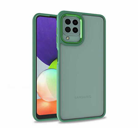 Samsung Galaxy M32 Kılıf Kamera Çıkıntılı Arkası Şeffaf Köşeleri Parlak Renkli Işlemeli Flora Kapak