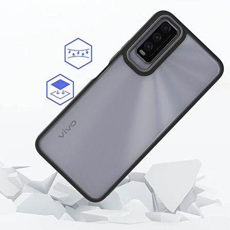 Vivo Y20S Kılıf Zore Flora Kapak-Mavi